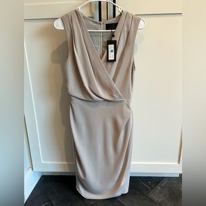 NWT Blaque Label Sleeveless Faux Wrap Dress Size Small 2-4 Light Gray